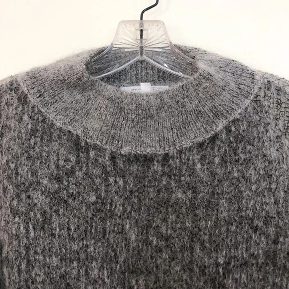 & Other Stories Mohair Wool Blend Boho Mock Neck Loose Knit Gray Sweater Small - Picture 6 of 10